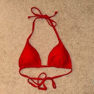 Red and Blue Ribbed Halter Triangle Bikini Tops